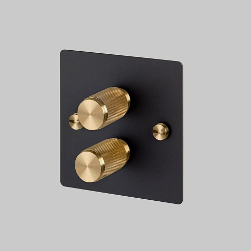 Диммер Buster and Punch 2G Cross Black/brass Switches UK UK-DI-CO-2G-LED-BL-BR-A