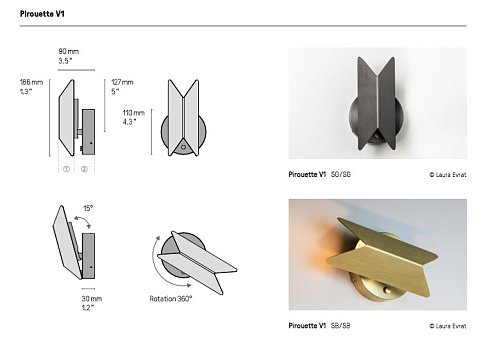 Настенный светильник CVL Luminaires PIROUETTE V1 Satin graphite PIROUETTE PIROUETTE V1 SG/SG