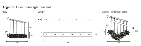 Подвесной светильник Terzani Argent 6 linear Argent 0N89S L6 C8.L