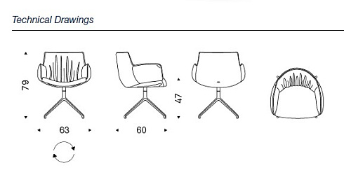 Кресло Cattelan Italia Rhonda Turn Ecru Rhonda Rhonda Turn+GFM11/GLV03