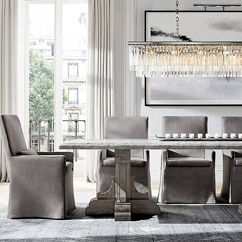 Люстра Restoration Hardware 1920s Odeon Clear Glass Fringe Rectangular 40" Grey Iron 1920s Odeon 68290394 IRON