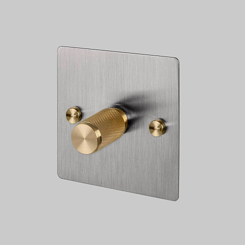 Диммер Buster and Punch 1G Cross Steel/brass Switches UK UK-DI-CO-1G-LED-ST-BR-A