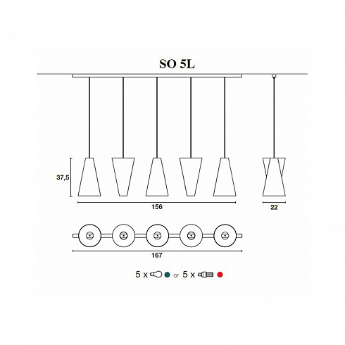 Потолочное крепление Light4 AQUA BIANARIO 5 Luci AQUA