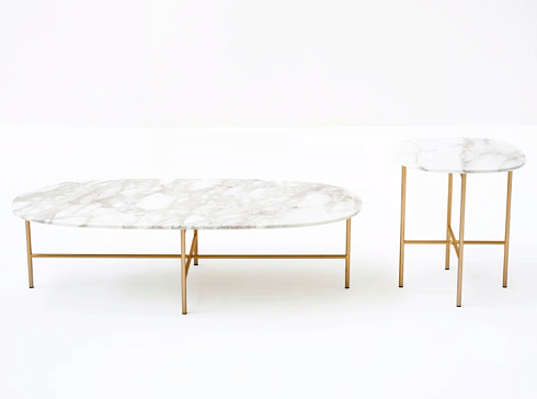 Журнальный столик Tacchini Soap 130  Soap T25 Matt Champagne Gold / T31 White Calacatta Marble