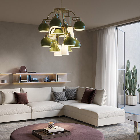 Люстра MM Lampadari Mya 7415/8 Mya 7415/8 Brunito Burnished+verde/bianco     